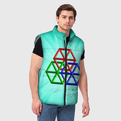 Мужской жилет Невозможная геометрия - оптическая иллюзия, цвет: 3D-светло-серый — фото 2