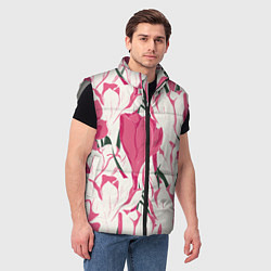Мужской жилет Цветы красные и белые, цвет: 3D-светло-серый — фото 2