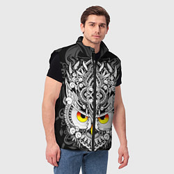 Мужской жилет Сова с золотыми глазами, цвет: 3D-черный — фото 2