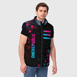 Мужской жилет OneRepublic - neon gradient: надпись, символ, цвет: 3D-черный — фото 2