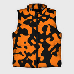 Мужской жилет Чёрные абстрактные пятна на оранжевом фоне