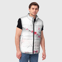 Мужской жилет Японский пейзаж, начало весны, цвет: 3D-черный — фото 2