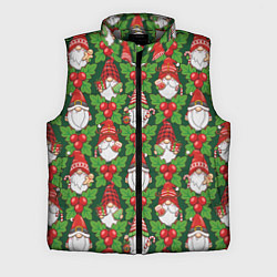 Мужской жилет Новогодние гномы - паттерн, цвет: 3D-светло-серый