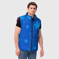 Мужской жилет Снежинки - синий, цвет: 3D-красный — фото 2