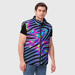 Мужской жилет Голографические полосы, цвет: 3D-светло-серый — фото 2