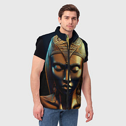 Мужской жилет Нейросеть - золотая статуя египетской царицы, цвет: 3D-черный — фото 2