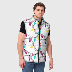 Мужской жилет Новогодняя гирлянда белая, цвет: 3D-черный — фото 2