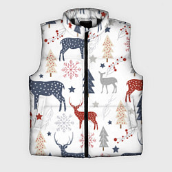 Мужской жилет Олени в новогоднем лесу, цвет: 3D-черный