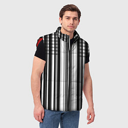 Мужской жилет Бело серый полосатый узор, цвет: 3D-красный — фото 2