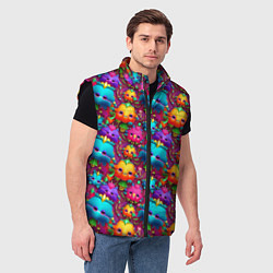 Мужской жилет Паттерн веселые Маленькие Монстры, цвет: 3D-черный — фото 2
