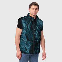 Мужской жилет Абстрактные тёмно-синяя каменная текстура, цвет: 3D-черный — фото 2