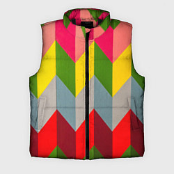 Мужской жилет Разноцветный ромбический абстрактный паттерн, цвет: 3D-черный