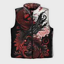 Мужской жилет Красный Irezumi узор, цвет: 3D-черный