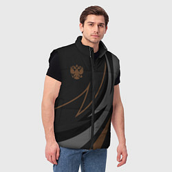 Мужской жилет Россия герб, цвет: 3D-черный — фото 2