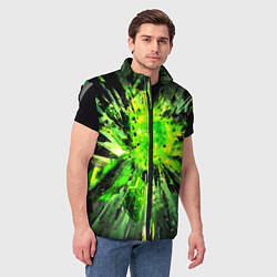 Мужской жилет Fractal green explosion, цвет: 3D-светло-серый — фото 2