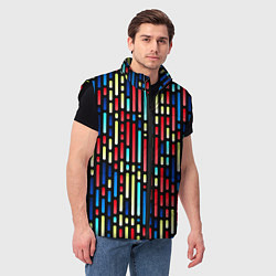 Мужской жилет Неоновые полосы - авангардный паттерн, цвет: 3D-черный — фото 2