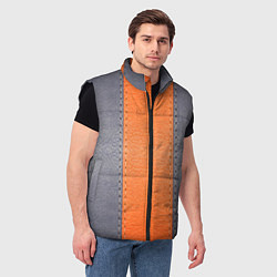 Мужской жилет Кожа серая оранжевая, цвет: 3D-черный — фото 2