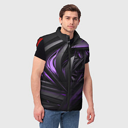 Мужской жилет Черно-фиолетовые объекты, цвет: 3D-красный — фото 2
