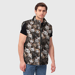Мужской жилет Паттерн из кошечек, цвет: 3D-светло-серый — фото 2