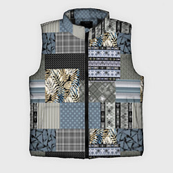 Мужской жилет Серо-оливковый паттерн в народном русском стиле, цвет: 3D-черный