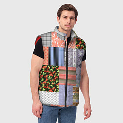 Мужской жилет Пэчворк из разноцветных лоскутов в оранжевых и сер, цвет: 3D-красный — фото 2
