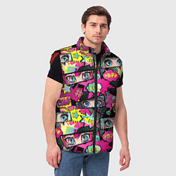 Мужской жилет Глаза аниме-девушки: cool pattern, цвет: 3D-красный — фото 2
