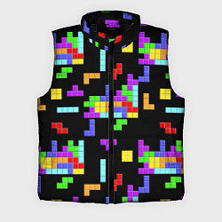 Мужской жилет Неоновый тетрис на темном фоне