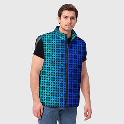 Мужской жилет Сине-зеленый геометрический узор, цвет: 3D-светло-серый — фото 2