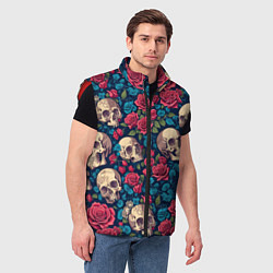 Мужской жилет Черепа и красные розы, цвет: 3D-красный — фото 2