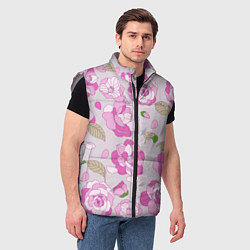 Мужской жилет Чудесные пионы, цвет: 3D-светло-серый — фото 2