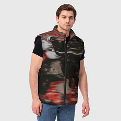 Мужской жилет Чёрные и красные волны, цвет: 3D-черный — фото 2