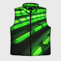 Мужской жилет Green neon abstract, цвет: 3D-черный