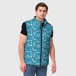 Мужской жилет Белые кораблики паттерн, цвет: 3D-черный — фото 2