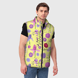 Мужской жилет Фиолетовый цветник, цвет: 3D-черный — фото 2