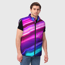Мужской жилет Неоновые объемные полосы, цвет: 3D-светло-серый — фото 2
