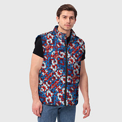 Мужской жилет Красно-сине-белые цветы, цвет: 3D-черный — фото 2