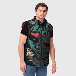 Мужской жилет Демон самурай - Они, цвет: 3D-красный — фото 2