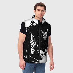 Мужской жилет Skillet и рок символ на темном фоне, цвет: 3D-черный — фото 2