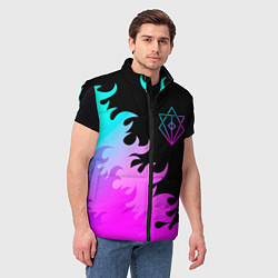 Мужской жилет In Flames неоновый огонь, цвет: 3D-черный — фото 2