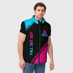 Мужской жилет Fall Out Boy - neon gradient: надпись, символ, цвет: 3D-черный — фото 2