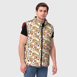 Мужской жилет Джек рассел терьер в разноцветных ошейниках, цвет: 3D-красный — фото 2