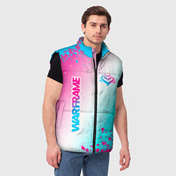 Мужской жилет Warframe neon gradient style: надпись, символ, цвет: 3D-черный — фото 2