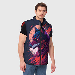 Мужской жилет Нейросетевой волк, цвет: 3D-красный — фото 2