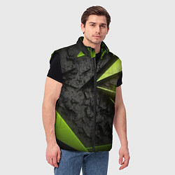 Мужской жилет Зеленые абстрактные осколки, цвет: 3D-черный — фото 2