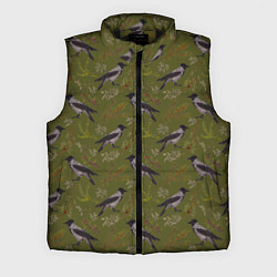 Мужской жилет Вороны и еловые веточки, цвет: 3D-черный