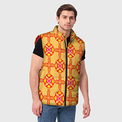 Мужской жилет Желто-оранжевый мотив, цвет: 3D-красный — фото 2