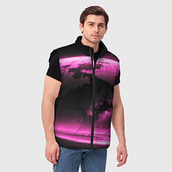 Мужской жилет Сай фай пейзаж в черно розовых тонах, цвет: 3D-черный — фото 2
