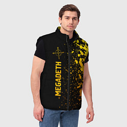 Мужской жилет Megadeth - gold gradient: по-вертикали, цвет: 3D-черный — фото 2