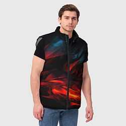 Мужской жилет Red black abstract, цвет: 3D-светло-серый — фото 2
