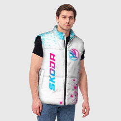 Мужской жилет Skoda neon gradient style: надпись, символ, цвет: 3D-черный — фото 2
